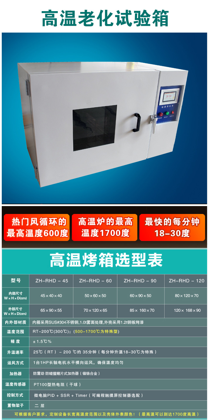 高溫烤箱選型表